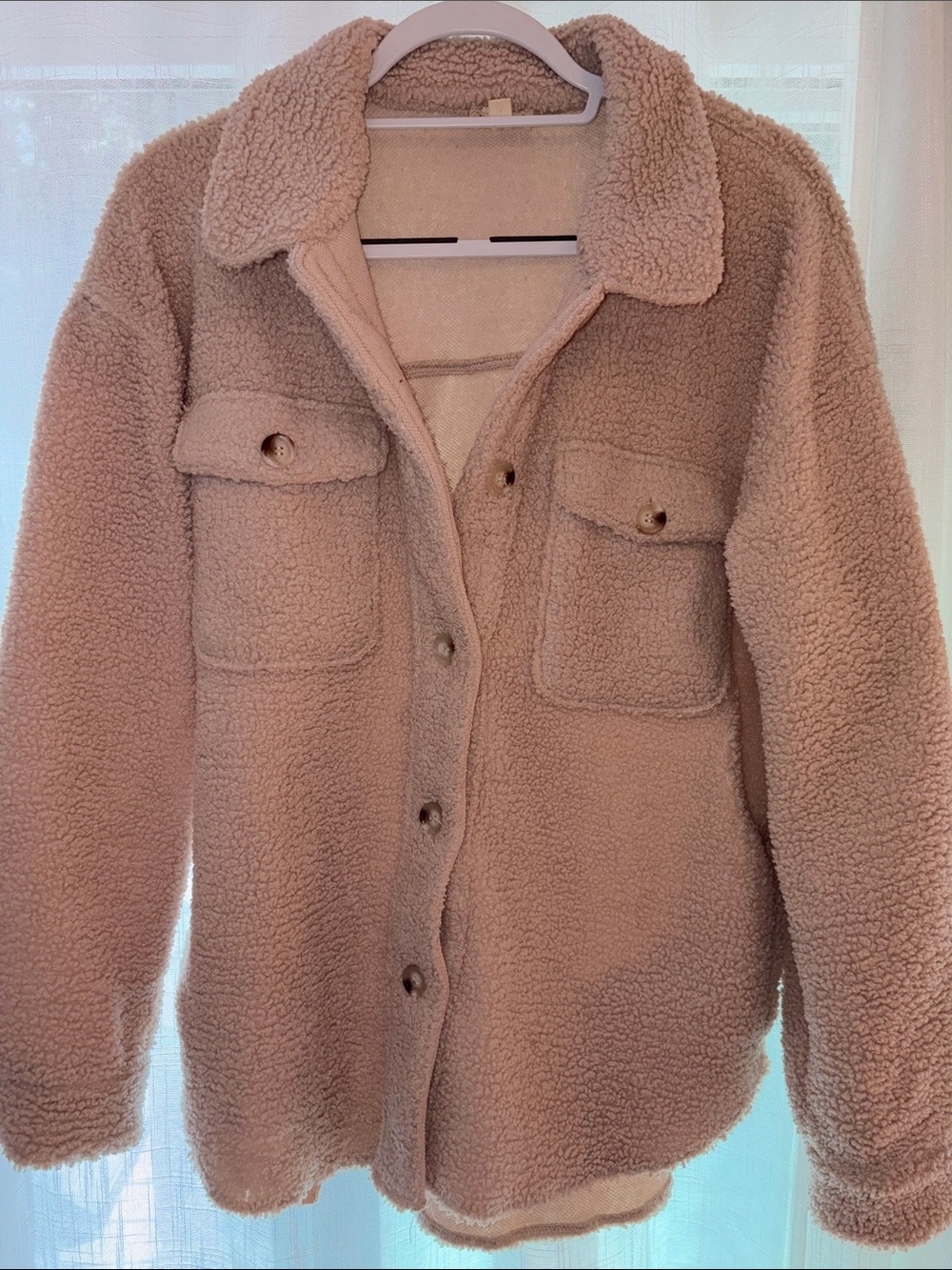 Hem & Thread Plush Teddy Jacket in Taupe